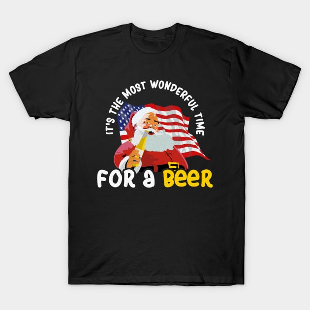It's the Most Wonderful Time For a Beer - Christmas Santa Claus T-Shirt by LuisP96